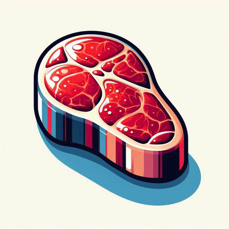 Steak. Vector illustration of a piece of meat on a white background.のイラスト素材