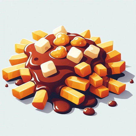 Melted chocolate and caramel on a white background. Vector illustration.のイラスト素材