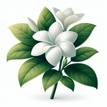 Plumeria flowers on a white background. Vector illustration for your designのイラスト素材