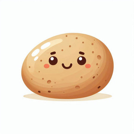 Cute smiling potato. Vector illustration isolated on a white background.のイラスト素材