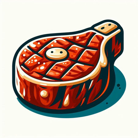 Steak. Vector illustration of a piece of meat on a white background.のイラスト素材