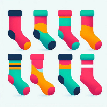 Set of colorful socks isolated on white background. Vector illustration. Eps 10のイラスト素材