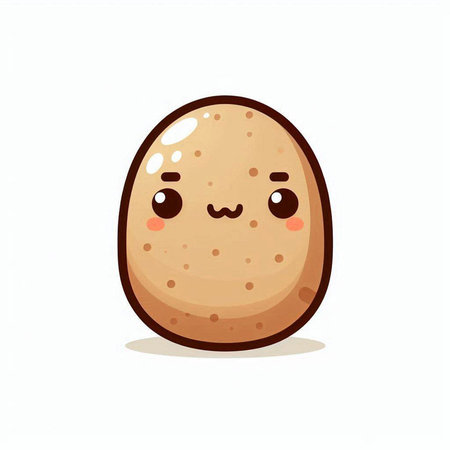 Cute cartoon smiling potato. Vector illustration isolated on white background.のイラスト素材