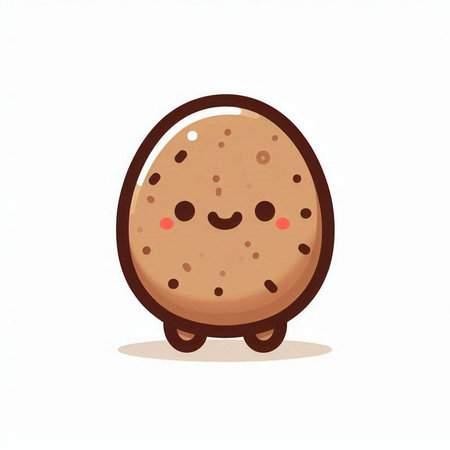Cute chocolate chip cookie isolated on white background. Vector illustration.のイラスト素材