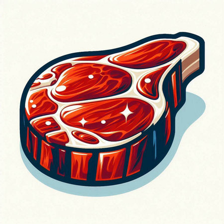 Steak. Vector illustration of a piece of meat on a white background.のイラスト素材