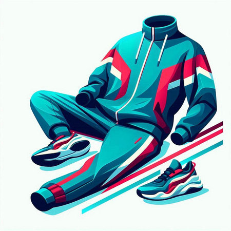 Vector illustration of a mannequin wearing sportswear, sneakers and running shoesのイラスト素材
