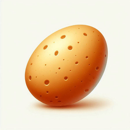 Illustration of a brown egg with holes on a white background.のイラスト素材