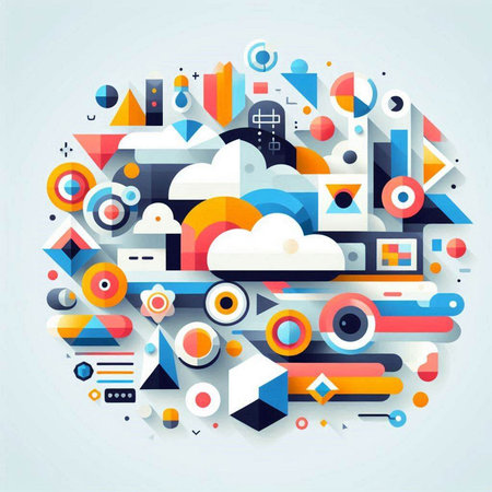 Abstract colorful background with geometric elements. Vector illustration. Eps 10.のイラスト素材