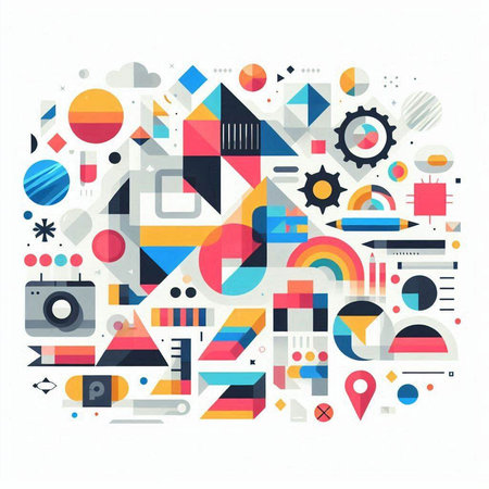 Abstract colorful background with geometric elements. Vector illustration for your design.のイラスト素材