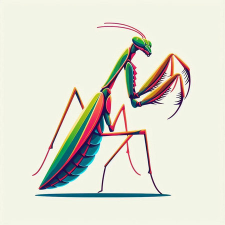 Praying mantis. Hand drawn vector illustration of praying mantis.のイラスト素材