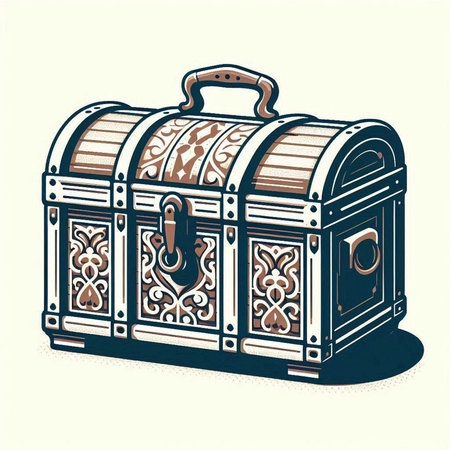Treasure chest with floral pattern. Vector illustration in retro style.のイラスト素材