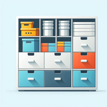 Illustration of a file cabinet in a modern style. Vector illustration.のイラスト素材