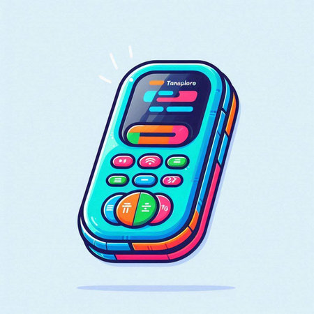 Illustration of a cartoon mobile phone with buttons. Vector illustration.のイラスト素材