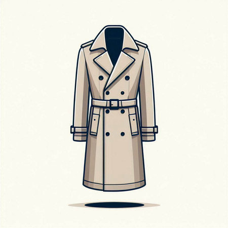 Vector illustration of a beige trench coat on a light background.のイラスト素材