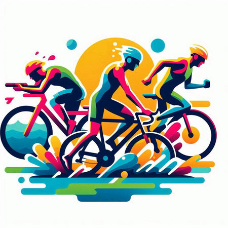 Cyclists racing, vector illustration. Sport and active lifestyle.のイラスト素材