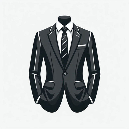 Stylish black suit on a mannequin. Vector illustration.のイラスト素材