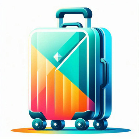 Suitcase on wheels. Vector illustration isolated on white background.のイラスト素材