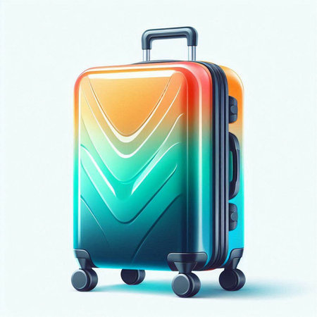 Suitcase on wheels on a light background. Vector illustration.のイラスト素材