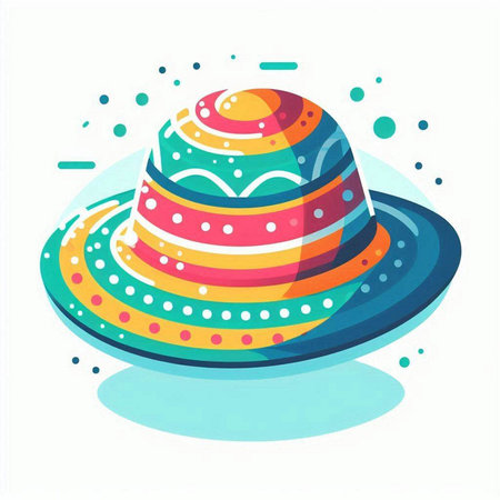 Colorful hat on white background. Vector illustration in cartoon style.のイラスト素材