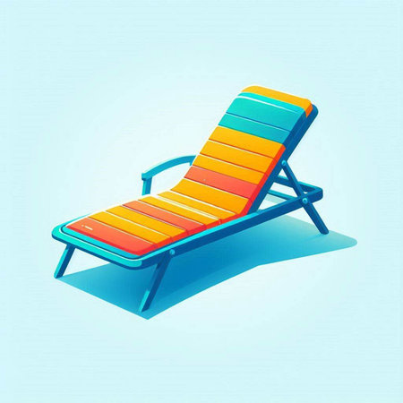 Illustration of a sun lounger on a blue background.のイラスト素材
