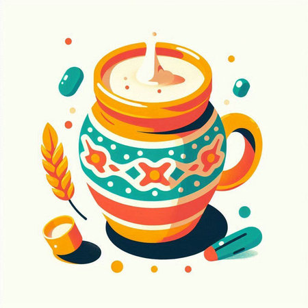 Cup of coffee with milk. Vector illustration in retro style.のイラスト素材