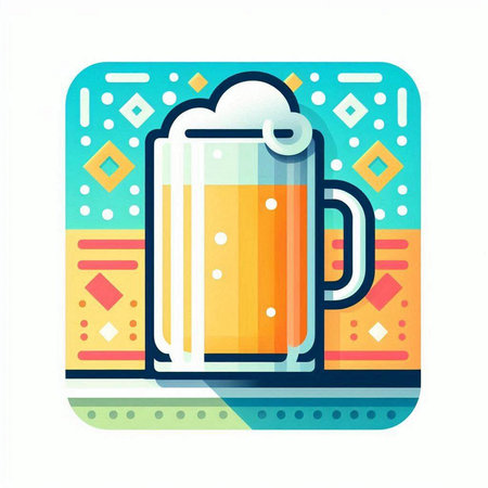 Mug of beer icon in flat design style. Vector illustration.のイラスト素材