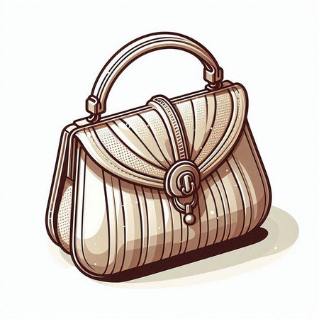 Handbag isolated on white background. Vector illustration in retro style.のイラスト素材