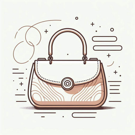 Women's handbag in retro style on white background. Vector illustration.のイラスト素材