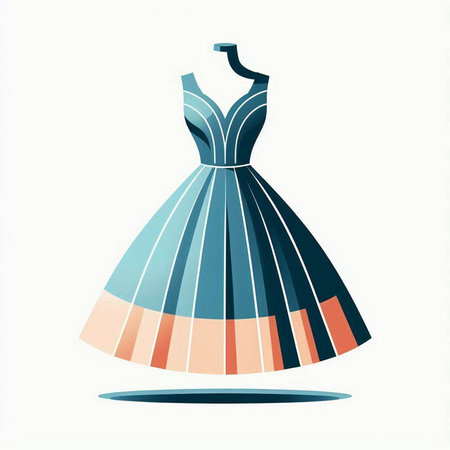 Illustration of a blue dress on a mannequin isolated on a white backgroundのイラスト素材