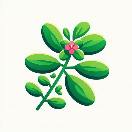 Green leaves and flower isolated on a white background. Vector illustration.のイラスト素材