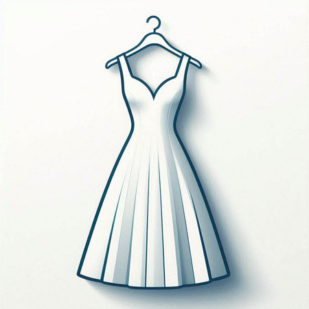 Wedding dress on a hanger on a white background.のイラスト素材