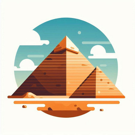 Egyptian pyramid in flat style. Vector illustration for your design.のイラスト素材