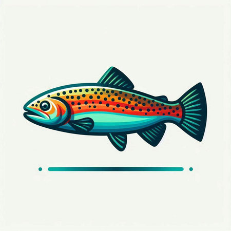 Vector illustration of a rainbow trout fish isolated on a white background.のイラスト素材