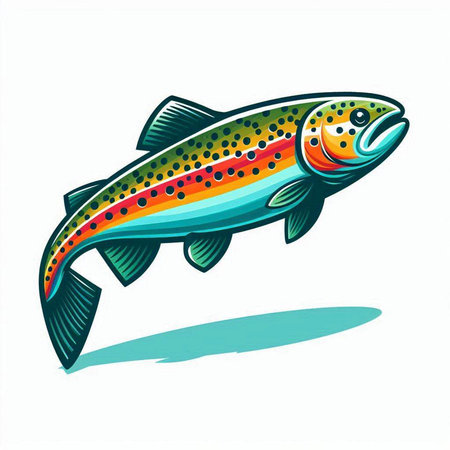 Illustration of a rainbow trout isolated on a white background - vectorのイラスト素材