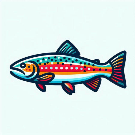 Illustration of a rainbow trout isolated on a white background - vectorのイラスト素材