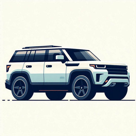 Vector illustration of a brand-less generic SUV in flat style.のイラスト素材