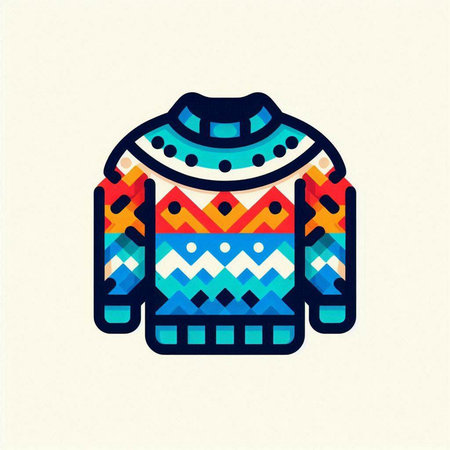 Illustration of a sweater with a pattern in the style of the 80sのイラスト素材