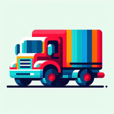 Vector illustration of truck in flat design style. Colorful truck.のイラスト素材