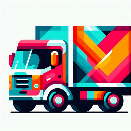 Truck with colorful abstract background. Vector illustration. Eps 10.のイラスト素材