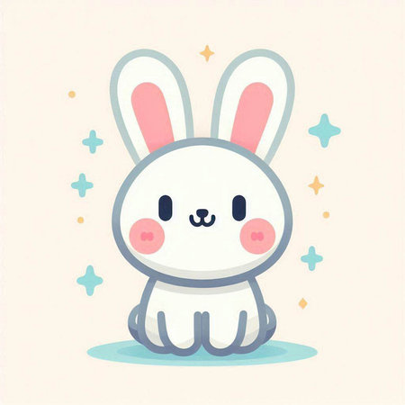 Cute rabbit. Vector illustration. Cute cartoon character. Cute animal.のイラスト素材