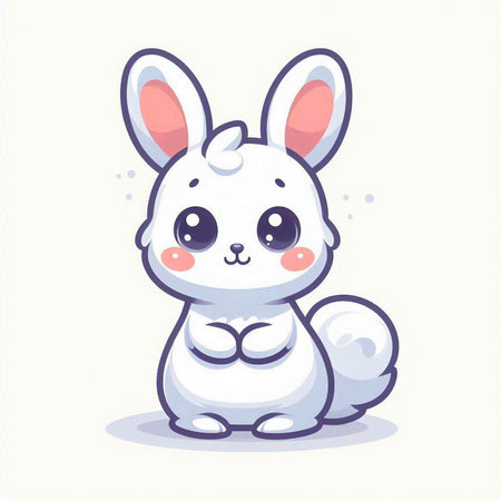Cute cartoon rabbit vector illustration. Cute cartoon animal character.のイラスト素材