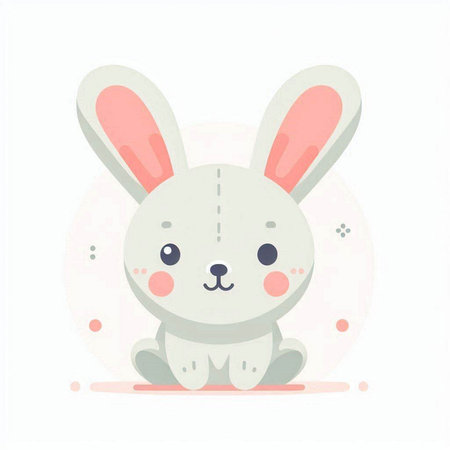 Cute little rabbit vector illustration. Cute cartoon animal character.のイラスト素材
