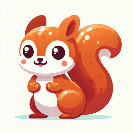 Cute cartoon squirrel. Vector illustration isolated on a white background.のイラスト素材