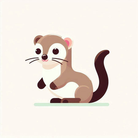 Cute ferret cartoon character. Vector illustration in flat style.のイラスト素材