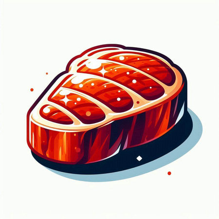 Illustration of a piece of meat isolated on a white background.のイラスト素材