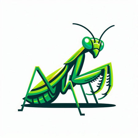 Green mantis isolated on white background. Vector illustration. Eps 10.のイラスト素材