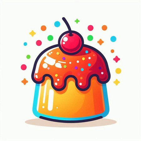 Cake with cherry on top. Vector illustration in cartoon style.のイラスト素材