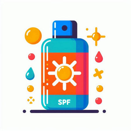 Sunscreen spray flat color icon, vector graphics, a colorful linear pattern on a white background, eps 10.のイラスト素材
