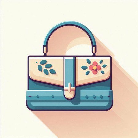 Illustration of a handbag with a floral pattern, vector illustrationのイラスト素材
