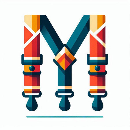Vector letter M. Colorful font made of geometric elements. Geometric styleのイラスト素材